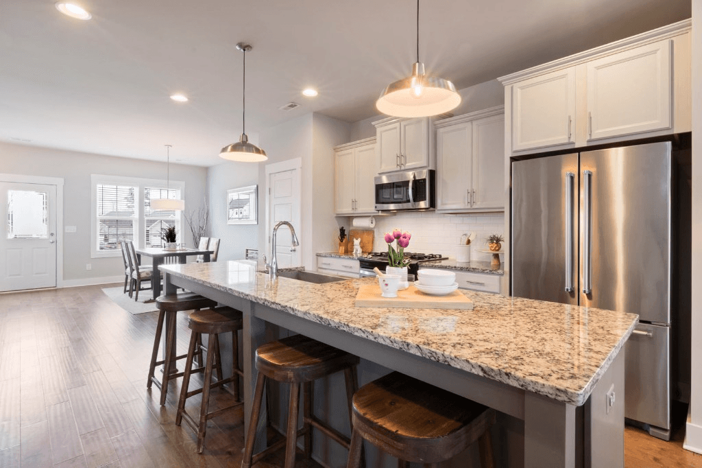 Bright, spotless modern kitchen after a professional cleaning